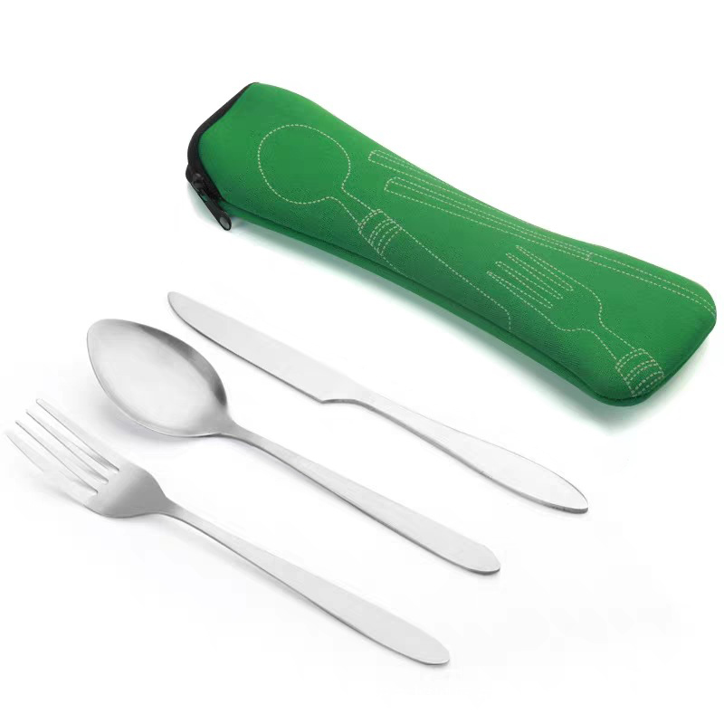 3 Piece Stainless Steel Portable Utensil Set/Cutlery Kit 1
