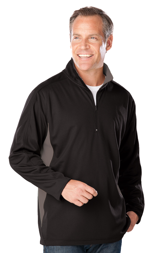 Men's Wicking Colorblock L/S Zip Pullover, custom hoodie or sweatshirt with logo imprint 3