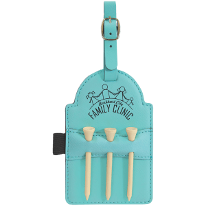 5" X 3 1/4" Laserable Leatherette Golf Bag Tag With 3 Wooden Tees 7