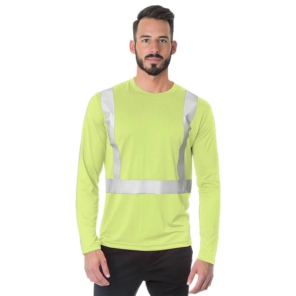 Hi-Visibility Long Sleeve Performance Poly Crew Tee - Solid 2