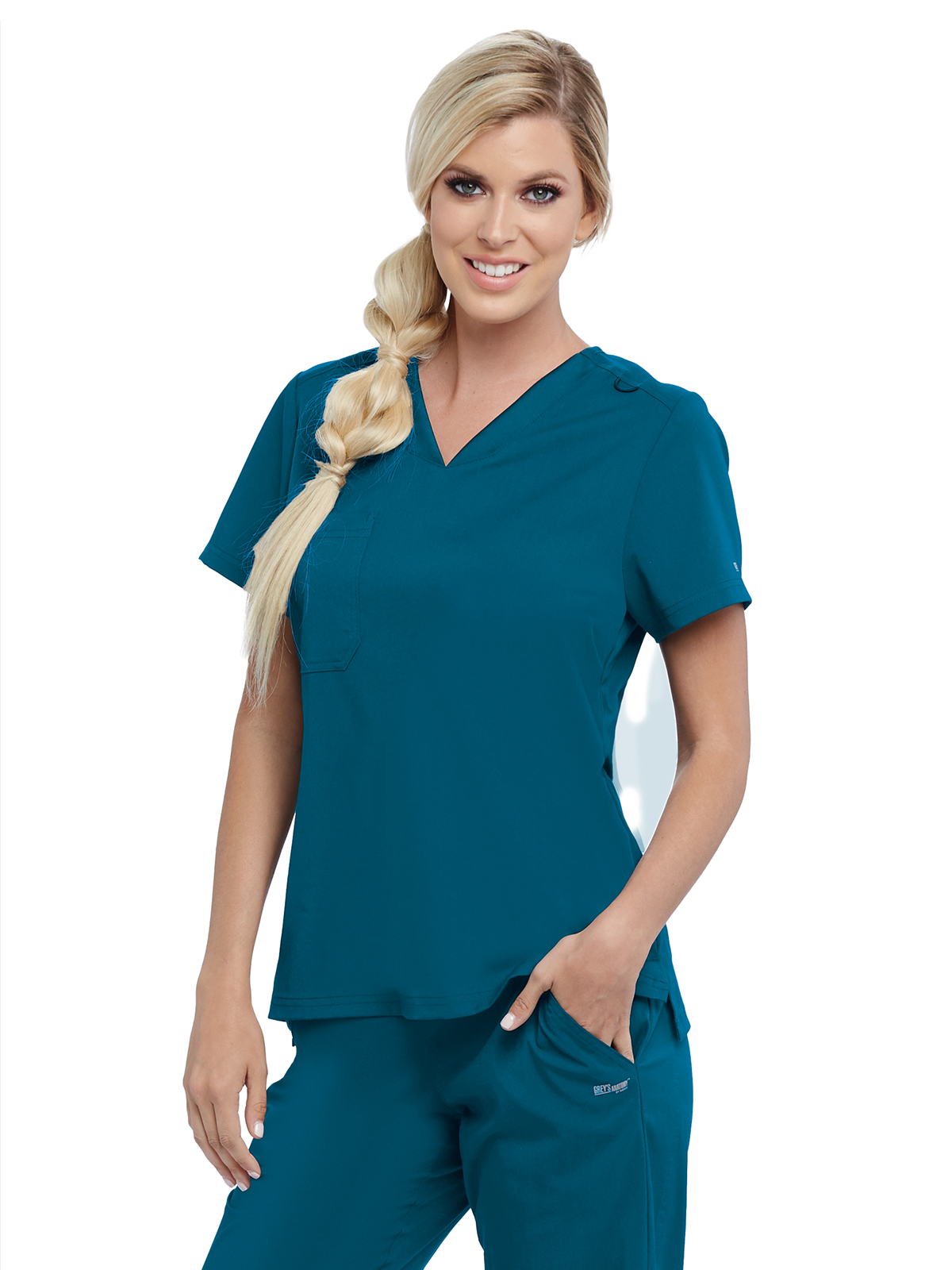 Grey's Anatomy Spandex Stretch - Women's One-Pocket Bree Tuck-In Scrub Top 20