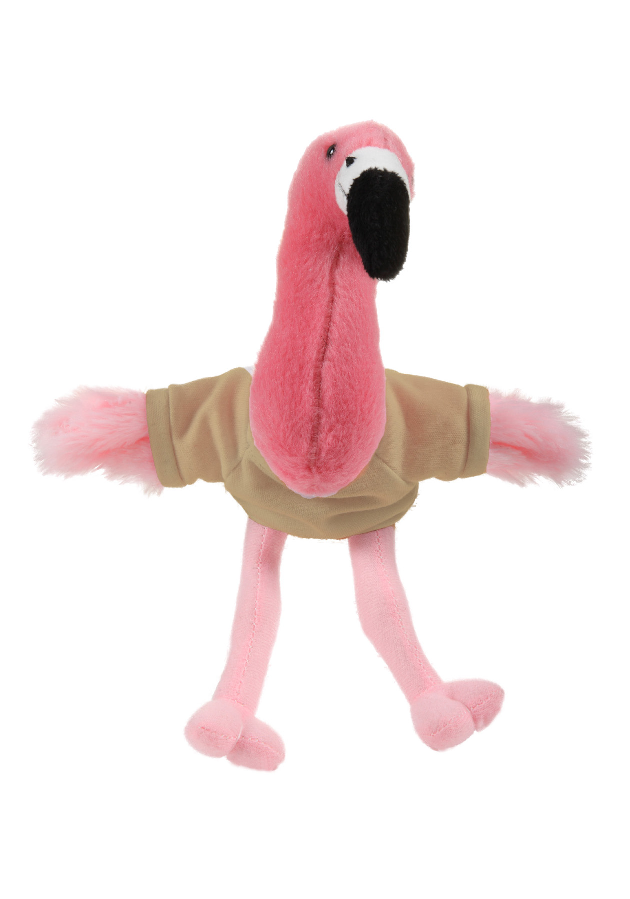 Soft Plush Sitting Flamingo waering a T-Shirt 10