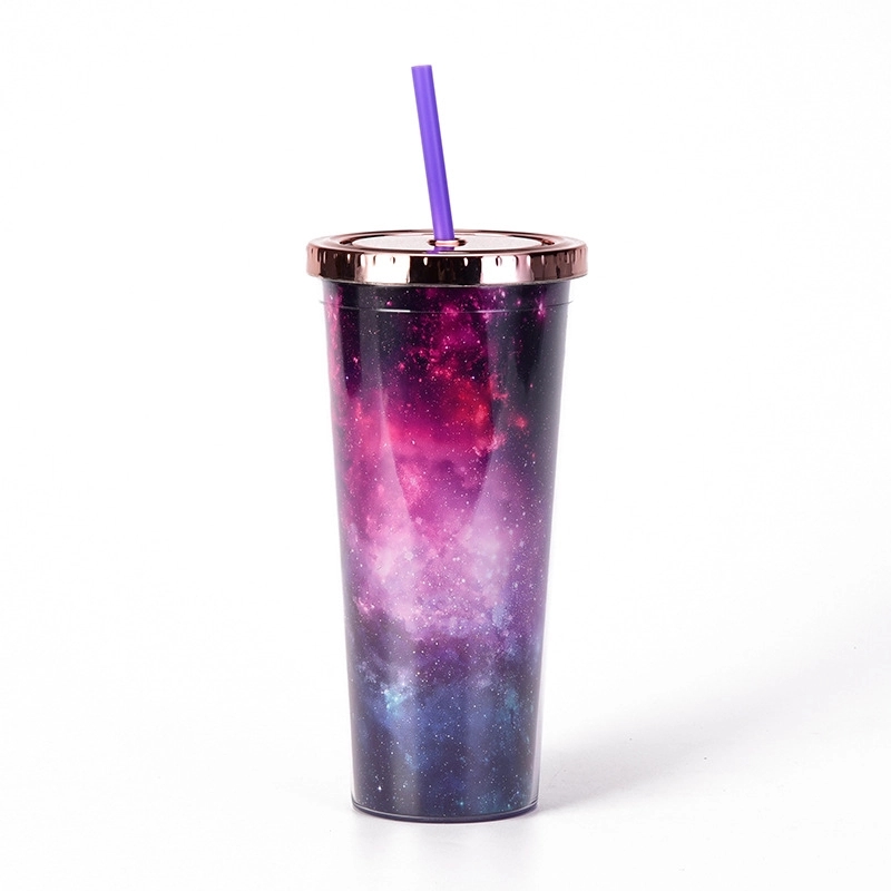 Custom 24 oz Transparent AS Plastic Tie dye Straw Tumbler 4