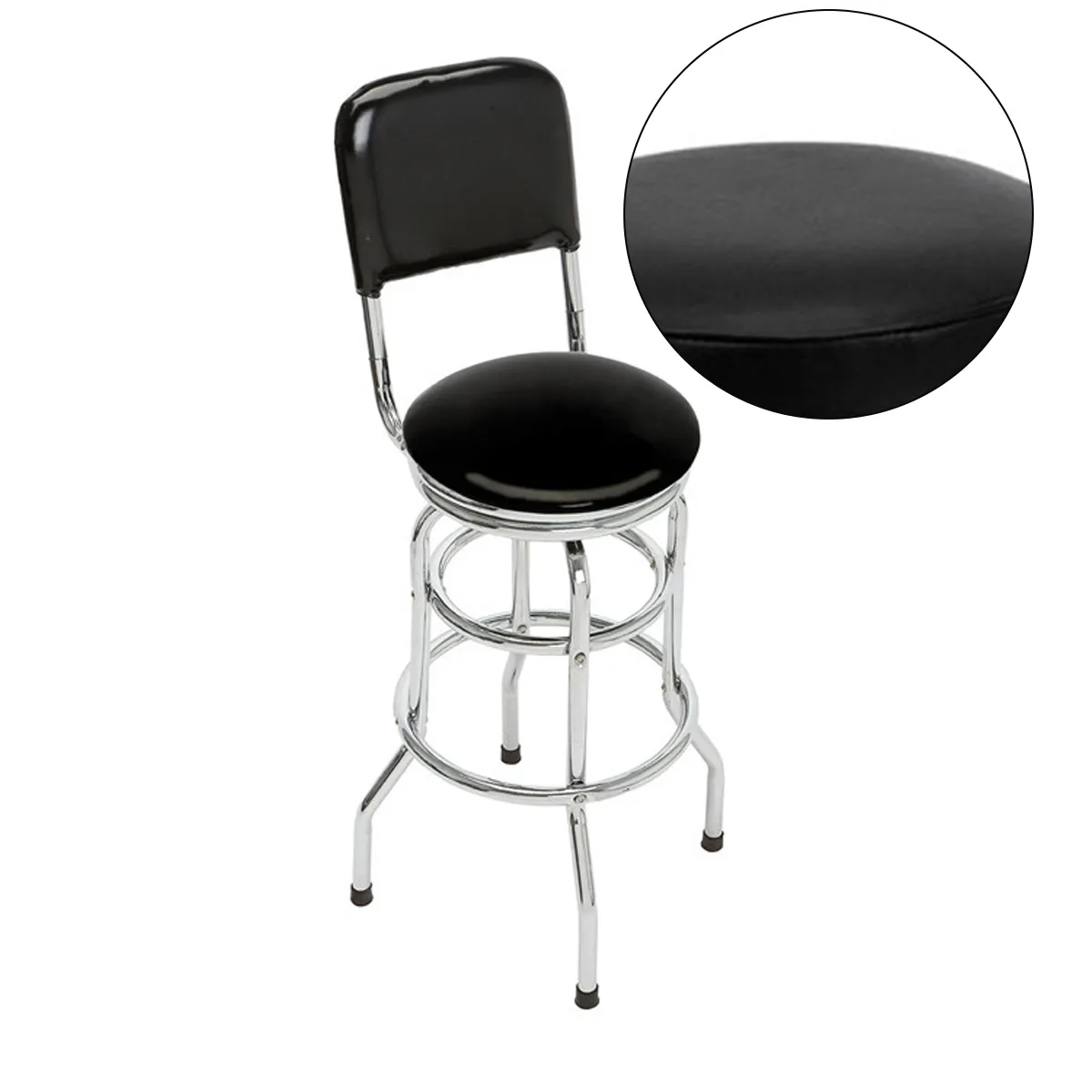 Double Ring Padded Bar Stool with Backrest & Chrome Base 6