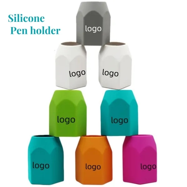 Silicone pen holder simple color geometric desktop storage 2