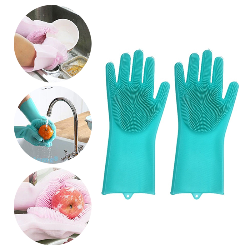 Multi-function Silicone Cleaning Brush Scrubber Gloves 1