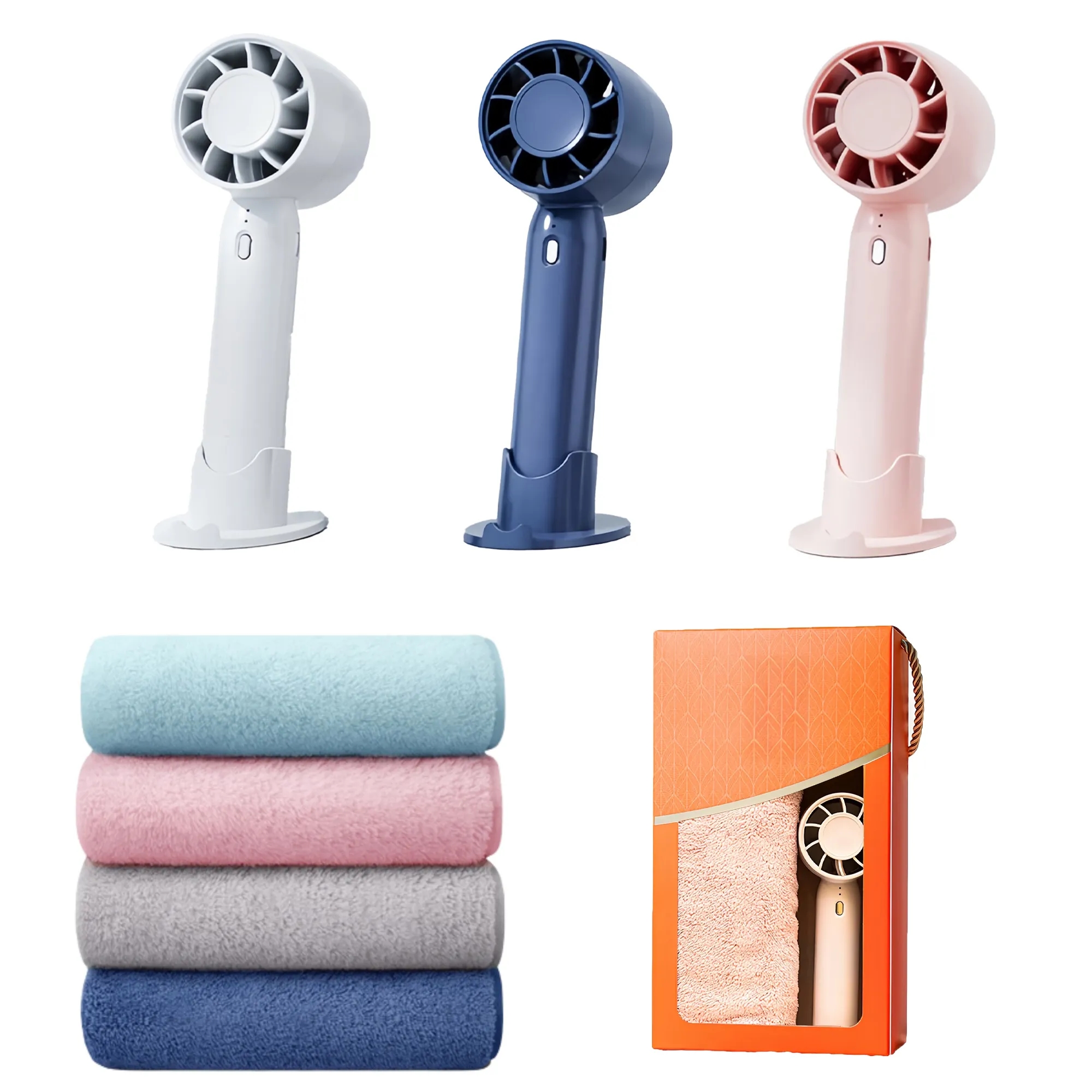 Microfiber Towel And Handheld Fan Gift Set 2