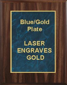 5" x 7" Classic Walnut Finish Plaque with a Blue Marble Designer Plate 2