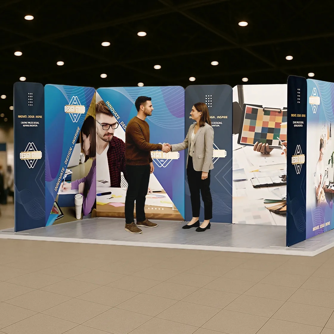 16.4x10ft Magnetic Modular Fabric Displays - U Shape Curved 4