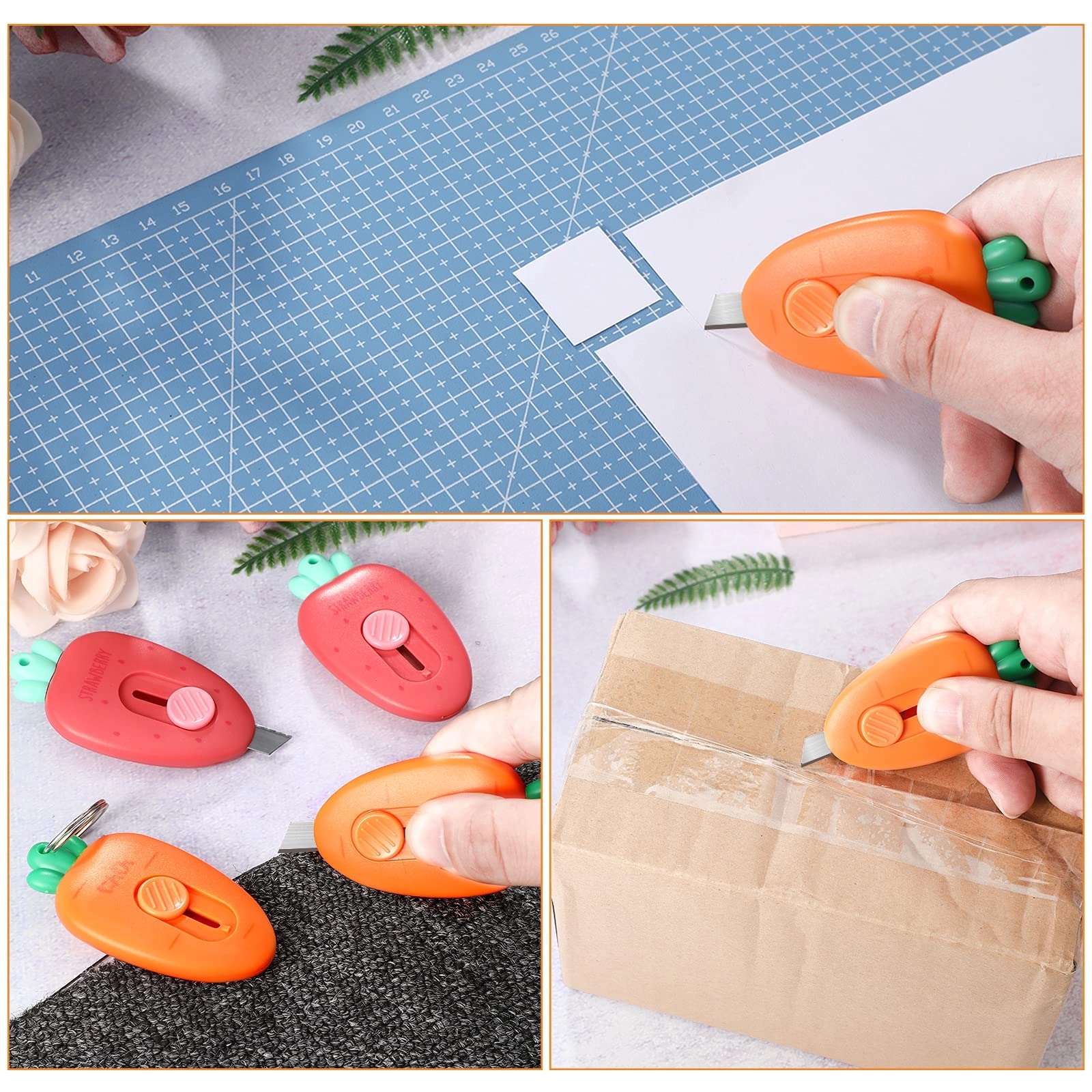 Mini Retractable Knife Cute Carrot Box Cutter Letter Opener 3