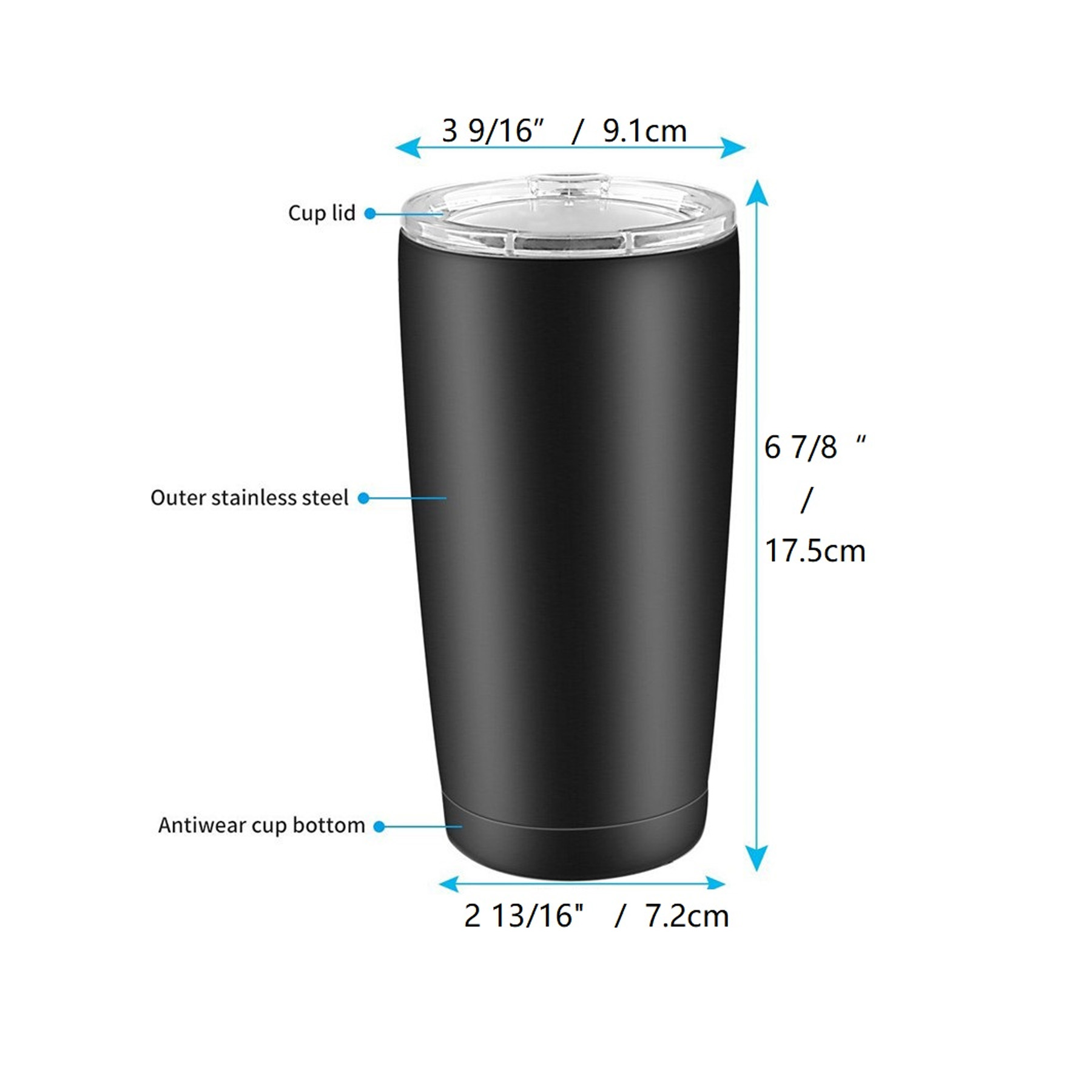 20OZ Double Wall Stainless Steel Vaccum Insulation Coffee & Tea Cup - Travel Mug 3
