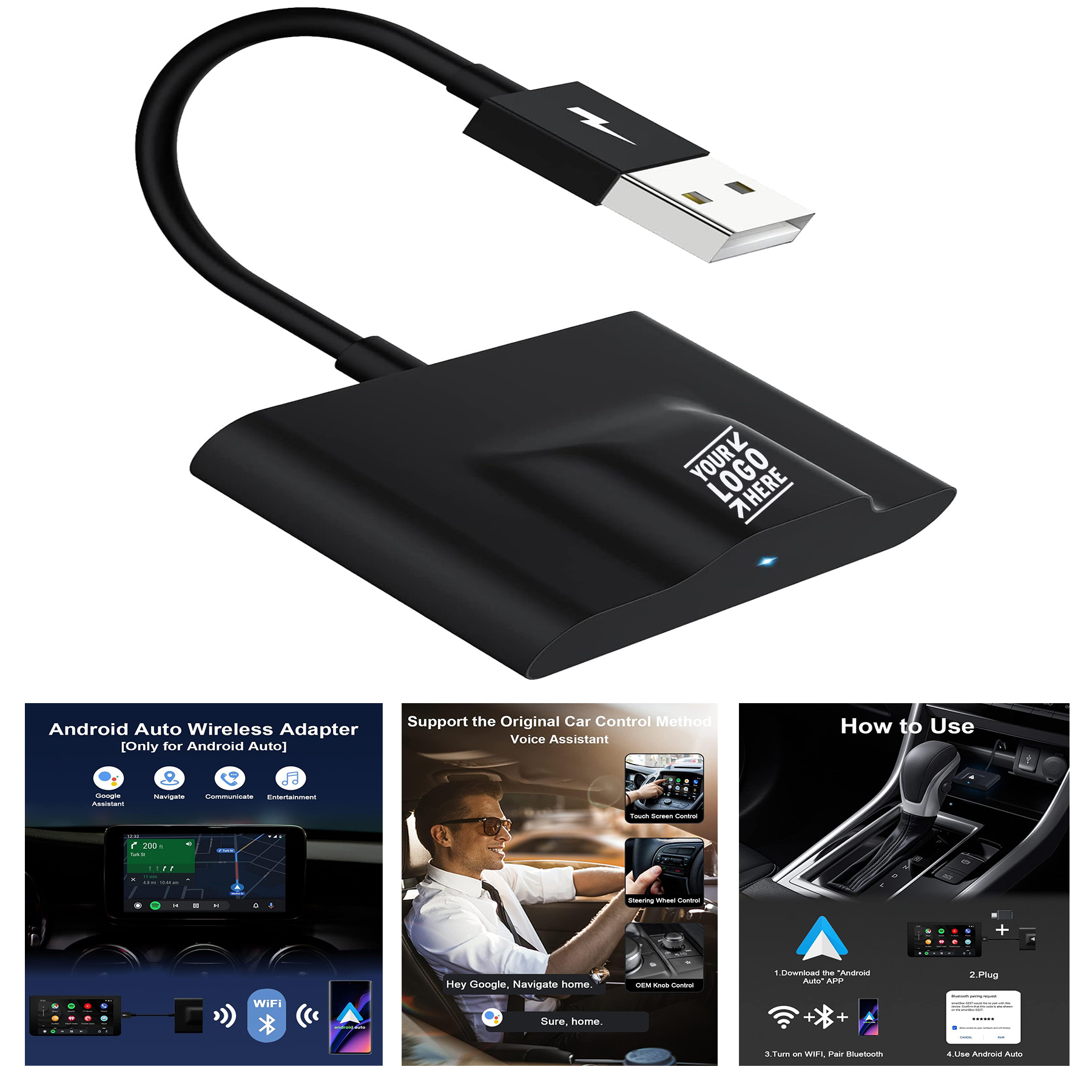 OEM Convert Factory Wired Android Auto Cars Support USB Type-C Interface Wireless Adapter