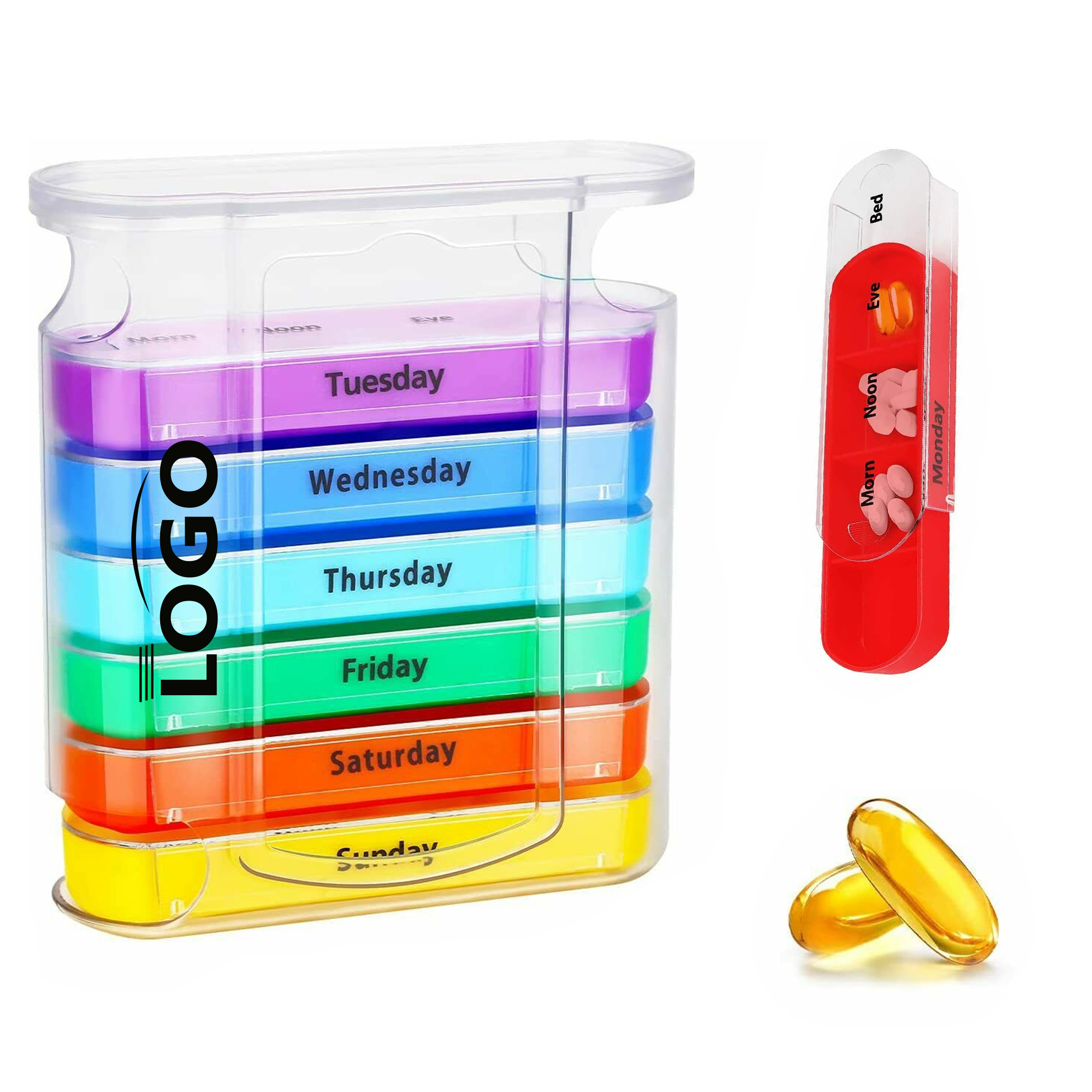 Portable Pill Organizer ?C 7 Compartments for Each Day 3