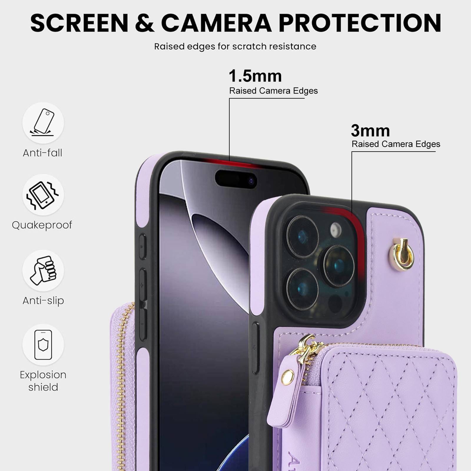 Diagonal Zipper Wallet Phone Protective Case 1