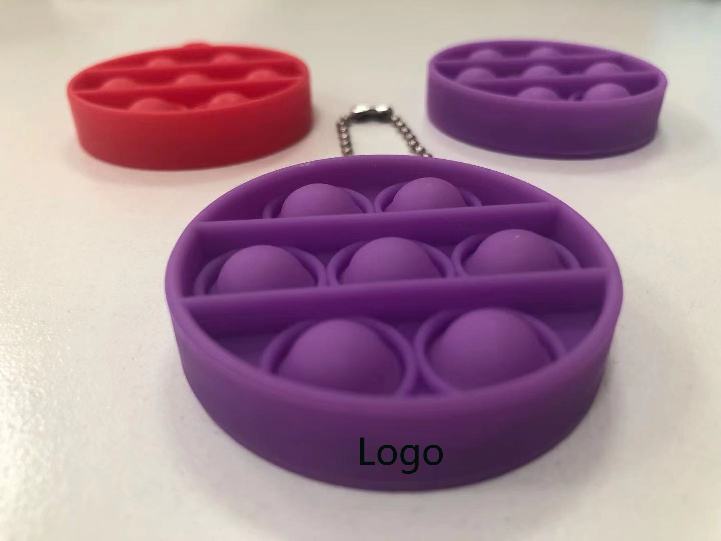 Shape Round Pure Color Push Pop Key Chain/Hook up 13