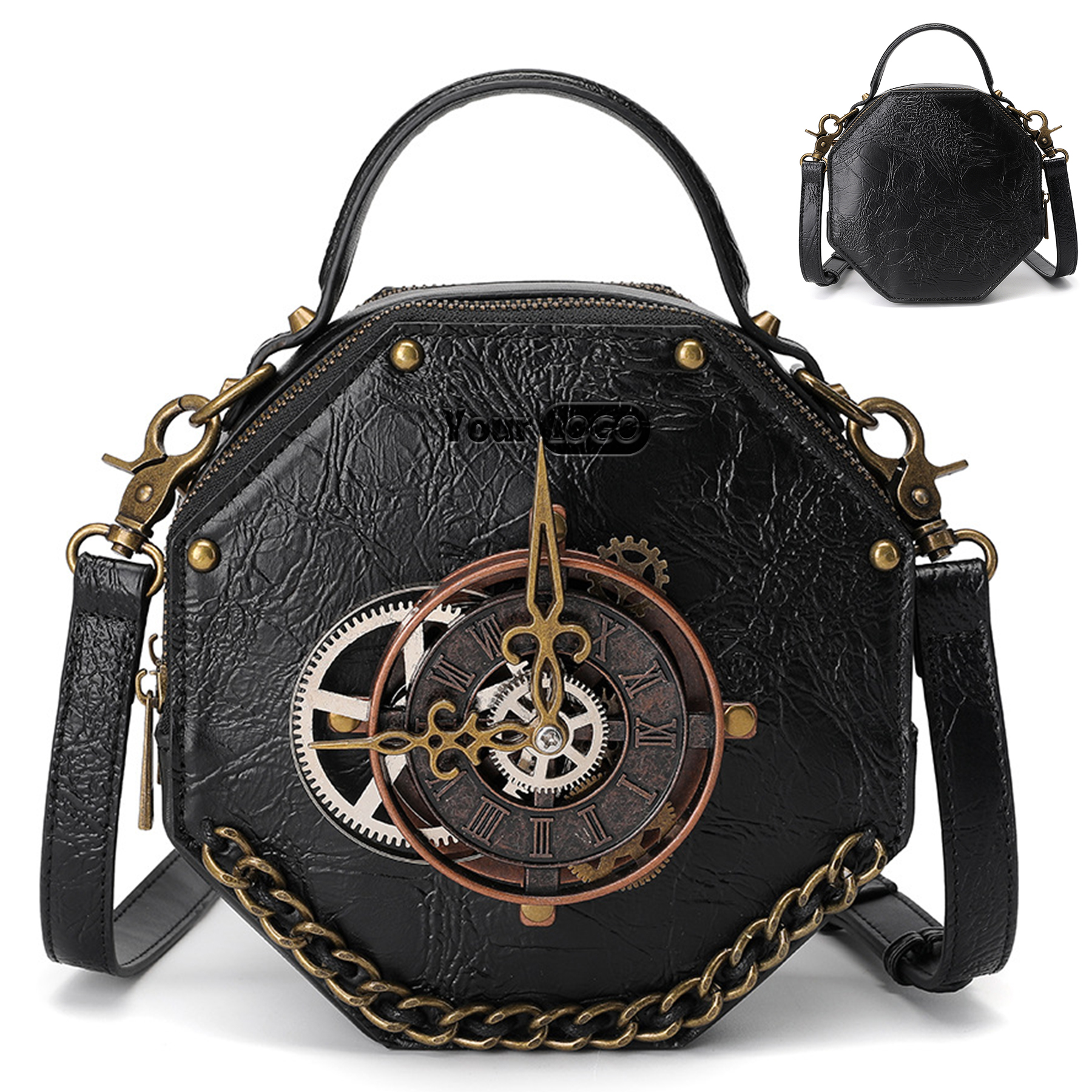 PU Punk industrial vintage style women's shoulder bag 6