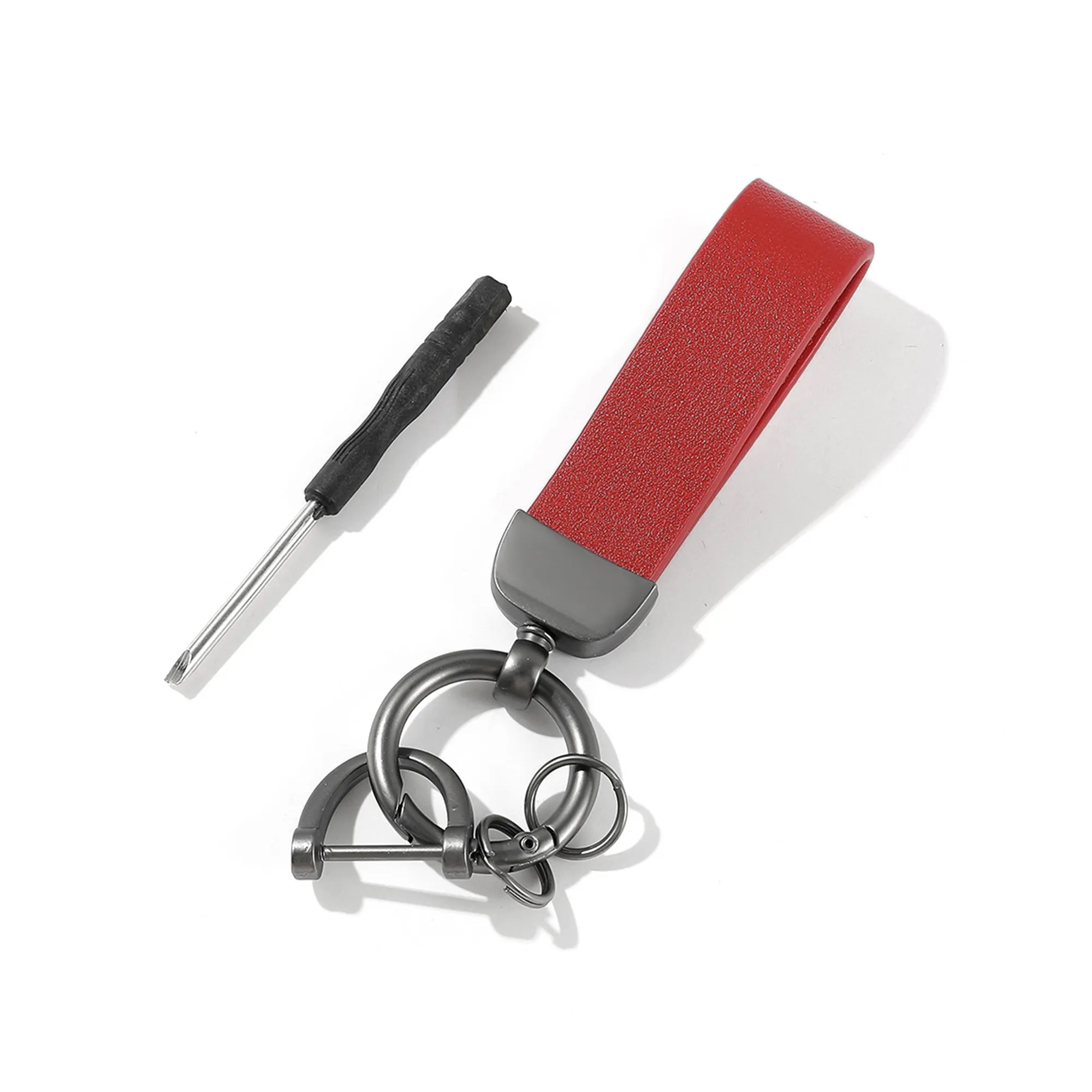 MOQ50 PU Leather Zinc Alloy Keychain With Screwdriver 6