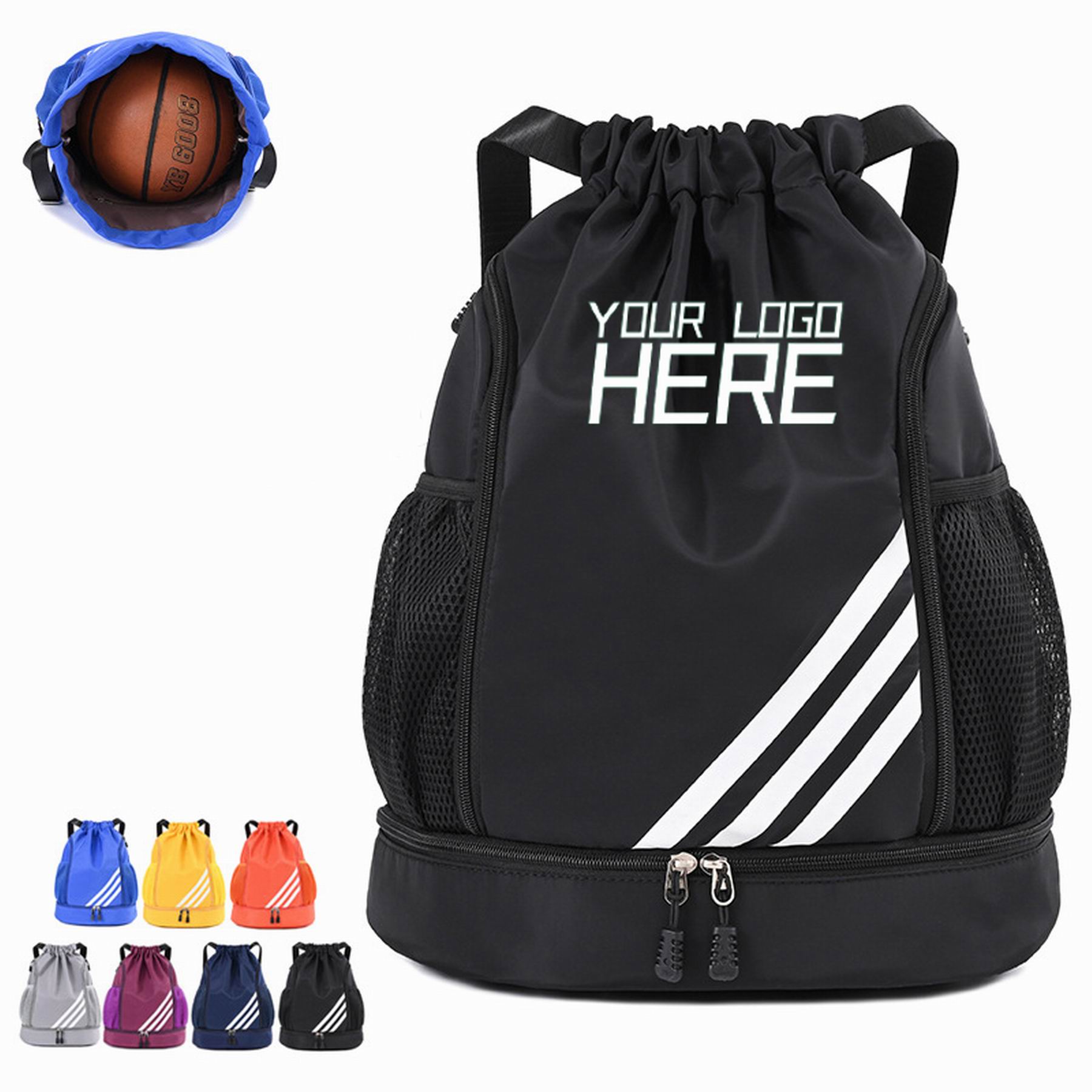 Waterproof Drawstring Backpack With Shoe Compartment 2