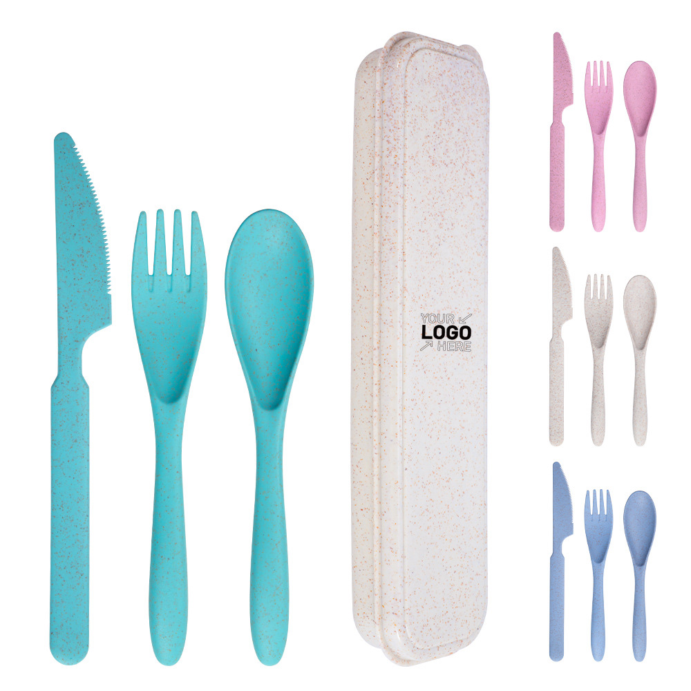 Portable Wheat Straw Tableware 3-Piece Set