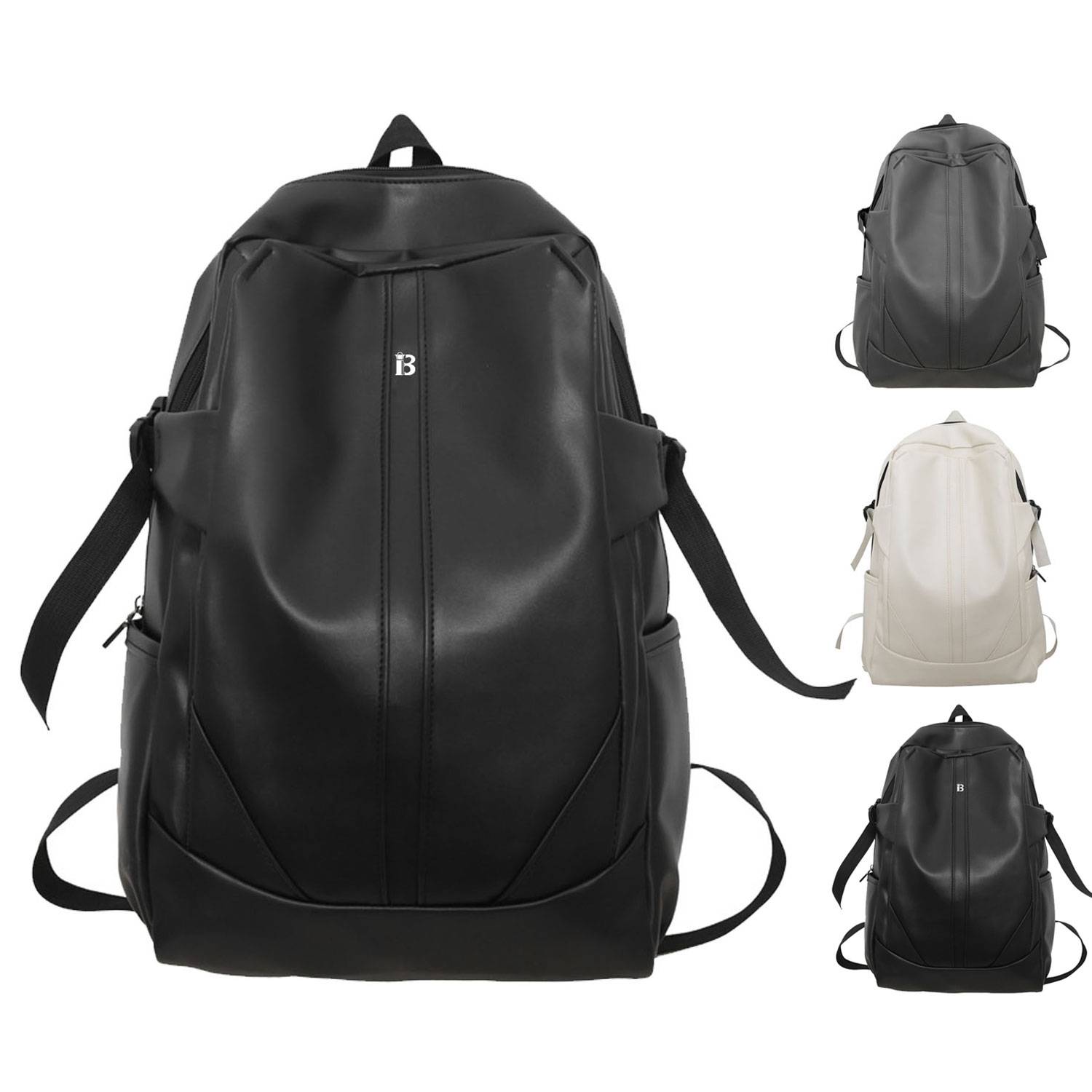 Large Capacity Waterproof Durable PU Leather Backpack 2