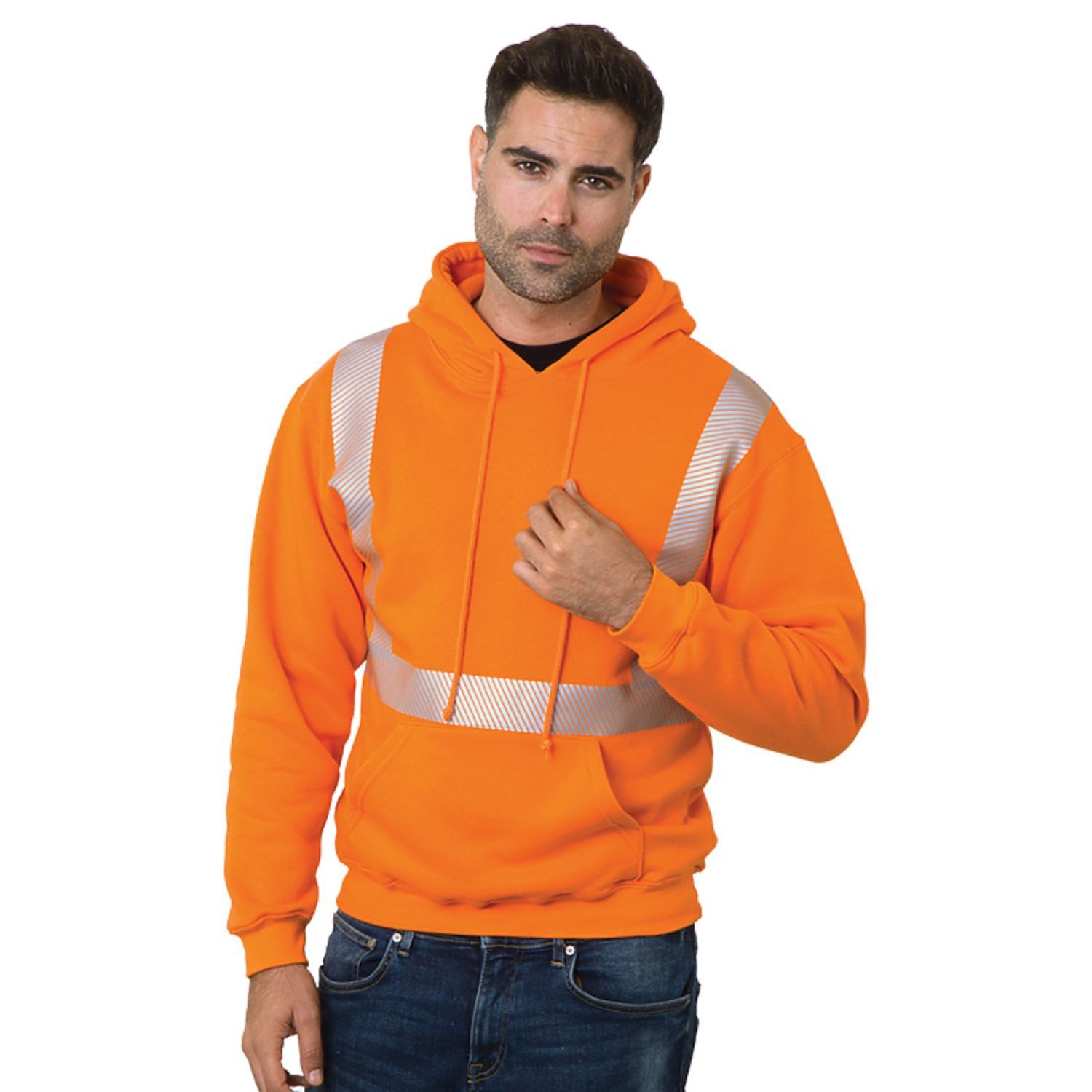 Class 2 USA-Made Pre-Shrunk Segmented Safety Pullover Hoodie
