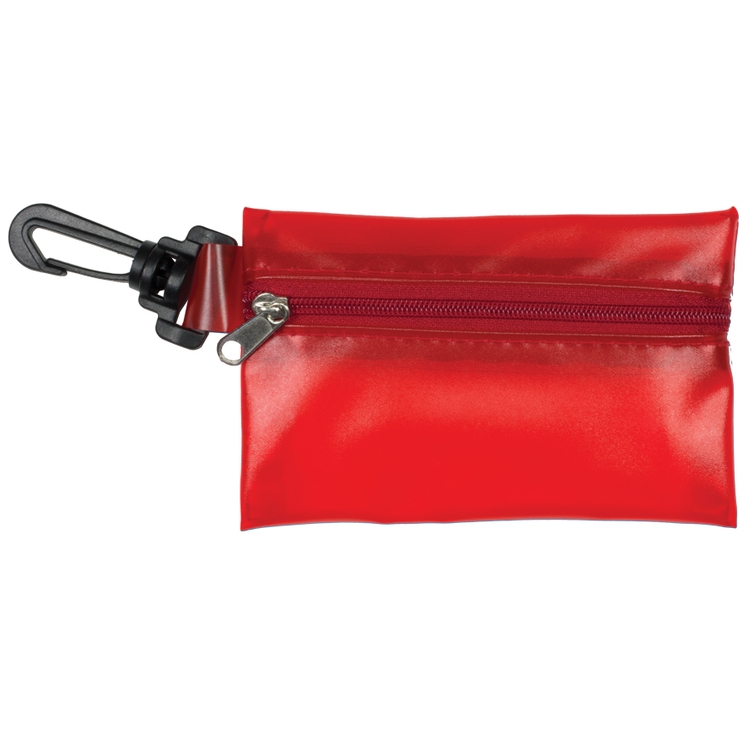 "PARKWAY 7" Piece First Aid Kit inTranslucent Zipper Kit with Plastic Carabiner Attachment 20