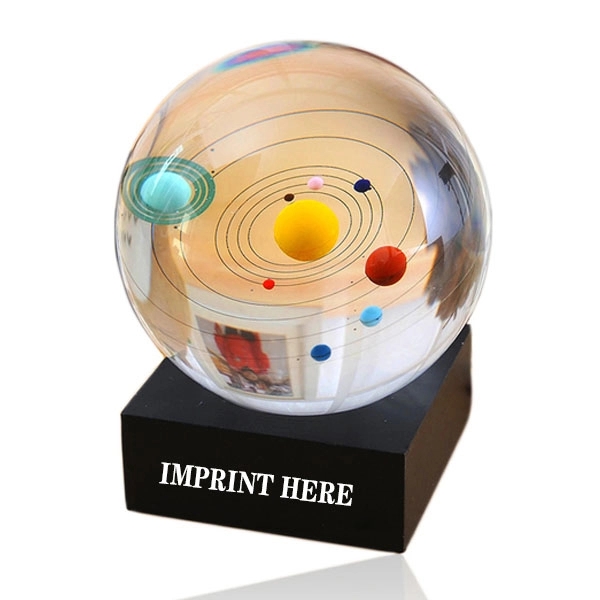 3D Solar System Crystal Ball Paperweight 3