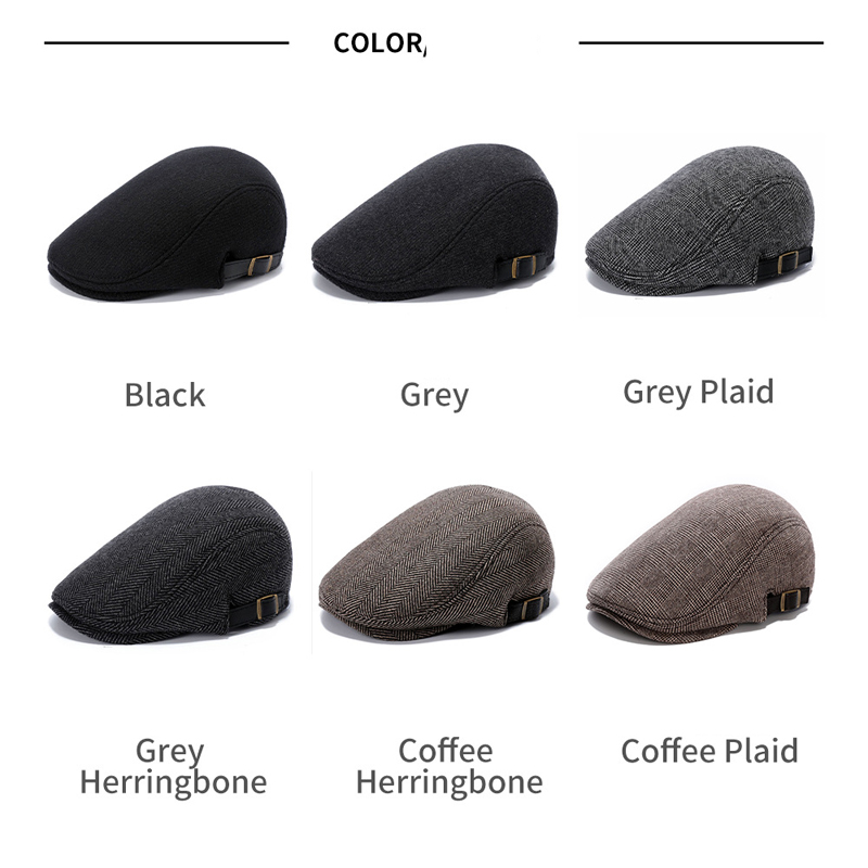 Men Woolen Beret Flat Ivy Cap Painter Newsboy Hat 8