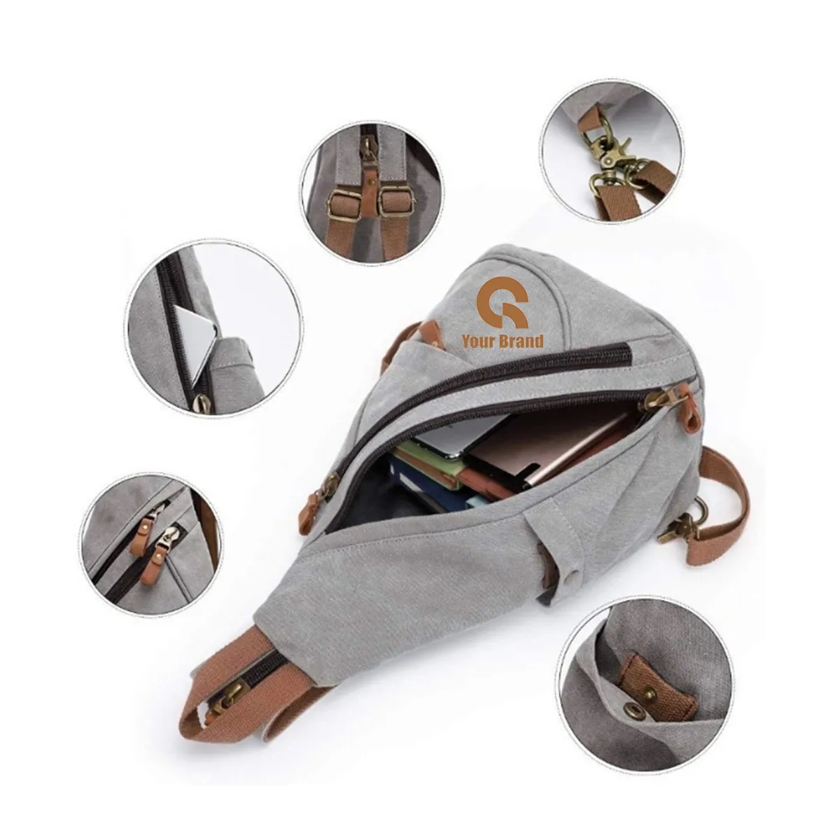 Lightweight Nylon Crossbody Backpack All-Over Printing 3
