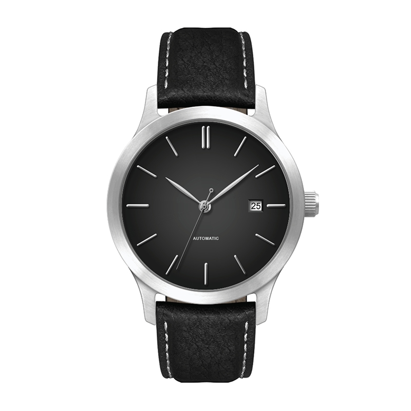 WC2212 40MM STEEL SILVER CASE, 3 HAND "AUTOMATIC" MVMT, DTE DISPLAY, BLACK DIAL, SEE THROUGH BACK, LEATHER 2