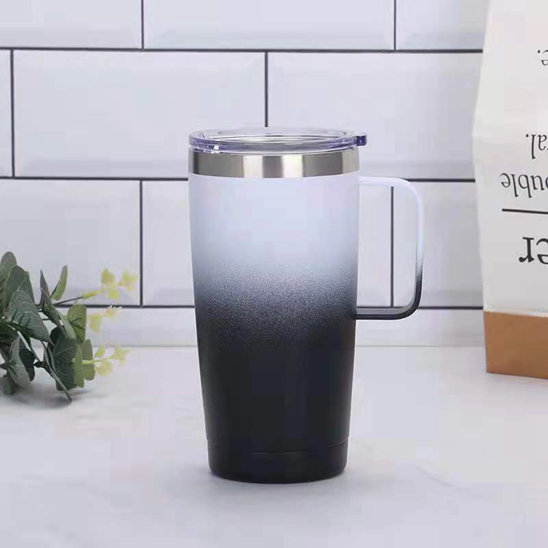 20 oz Gradient Double Wall Coffee Travel Mug with Handle 3