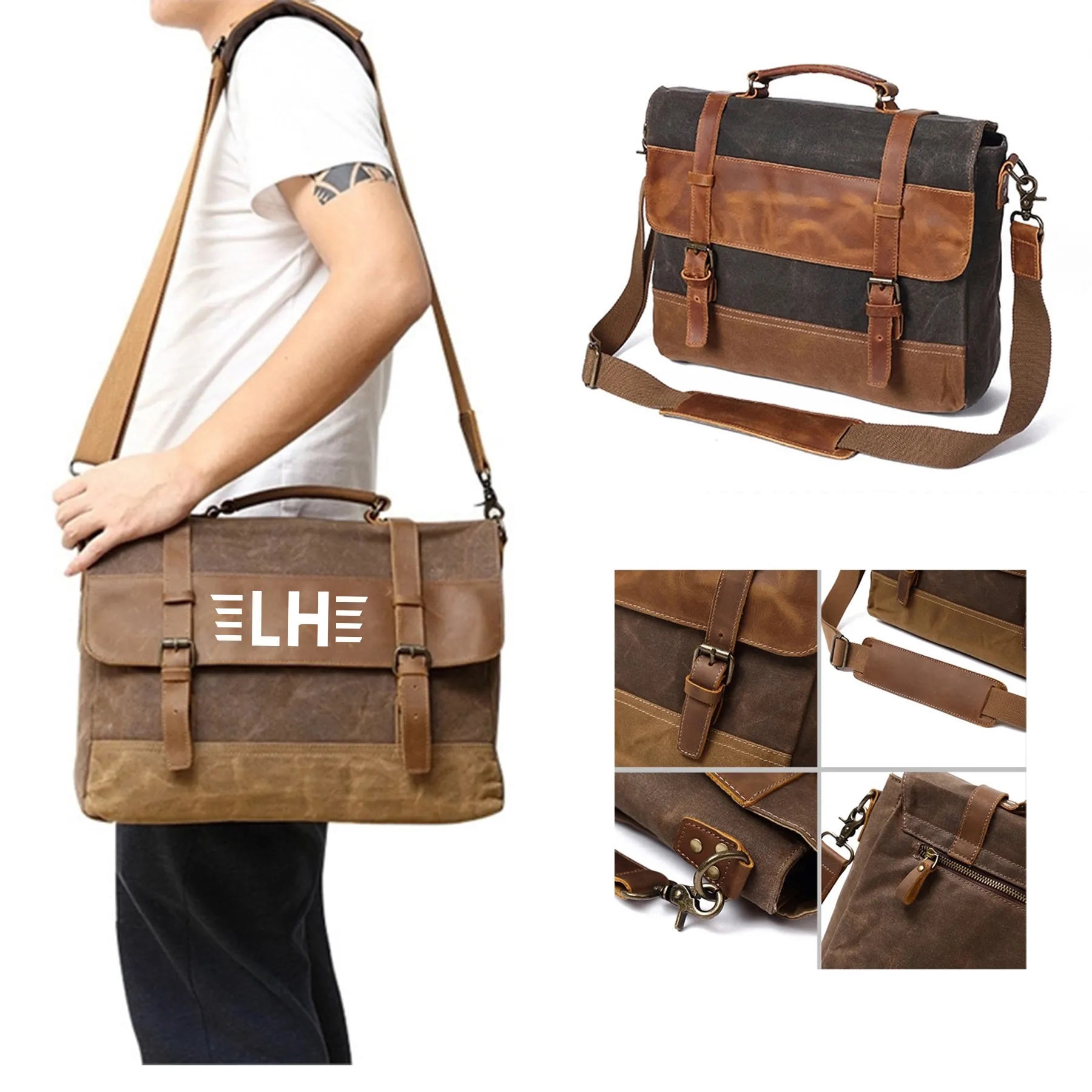 Canvas Leather Computer Laptop Bag 2