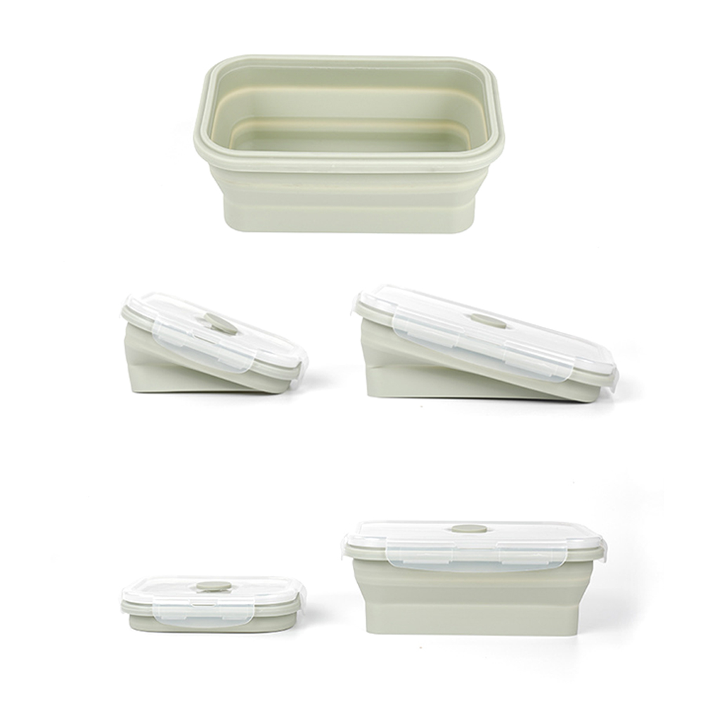 350ml Square silicone folding bowl lunch box travel picnic box 5