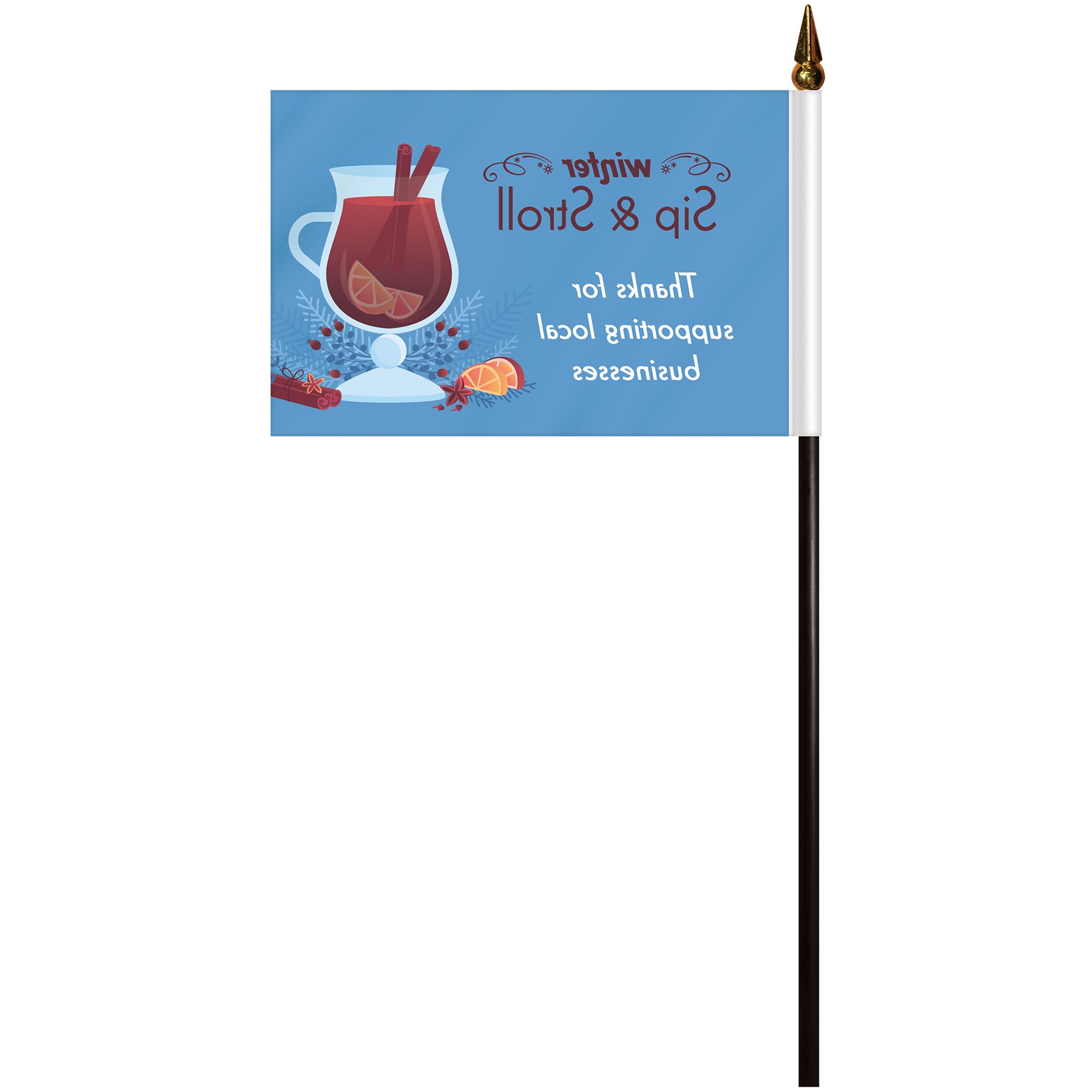 Single Reverse Polyester Stick Flags 3