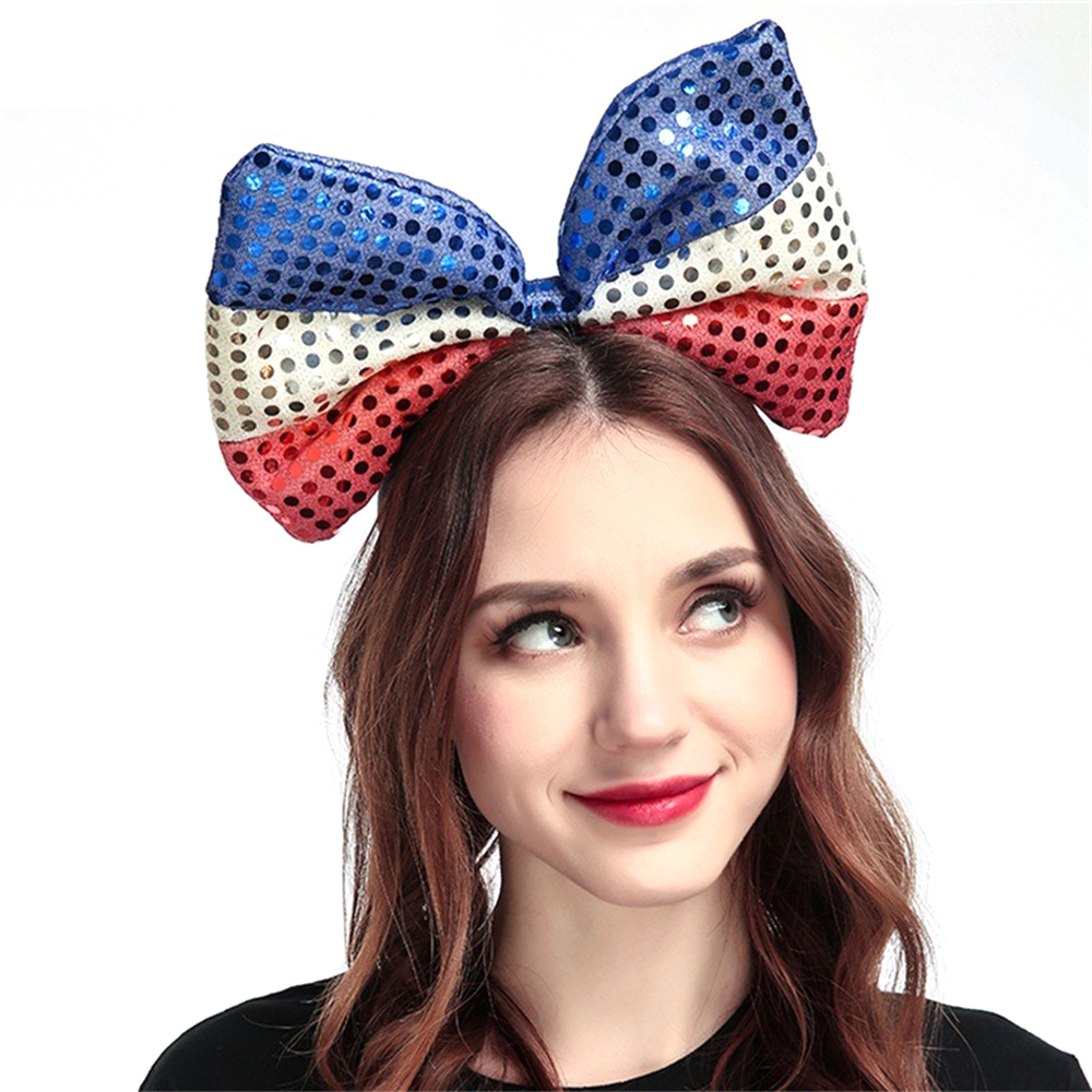 Qatar World Cup National Flag Glittery Bowknot Head Hoop