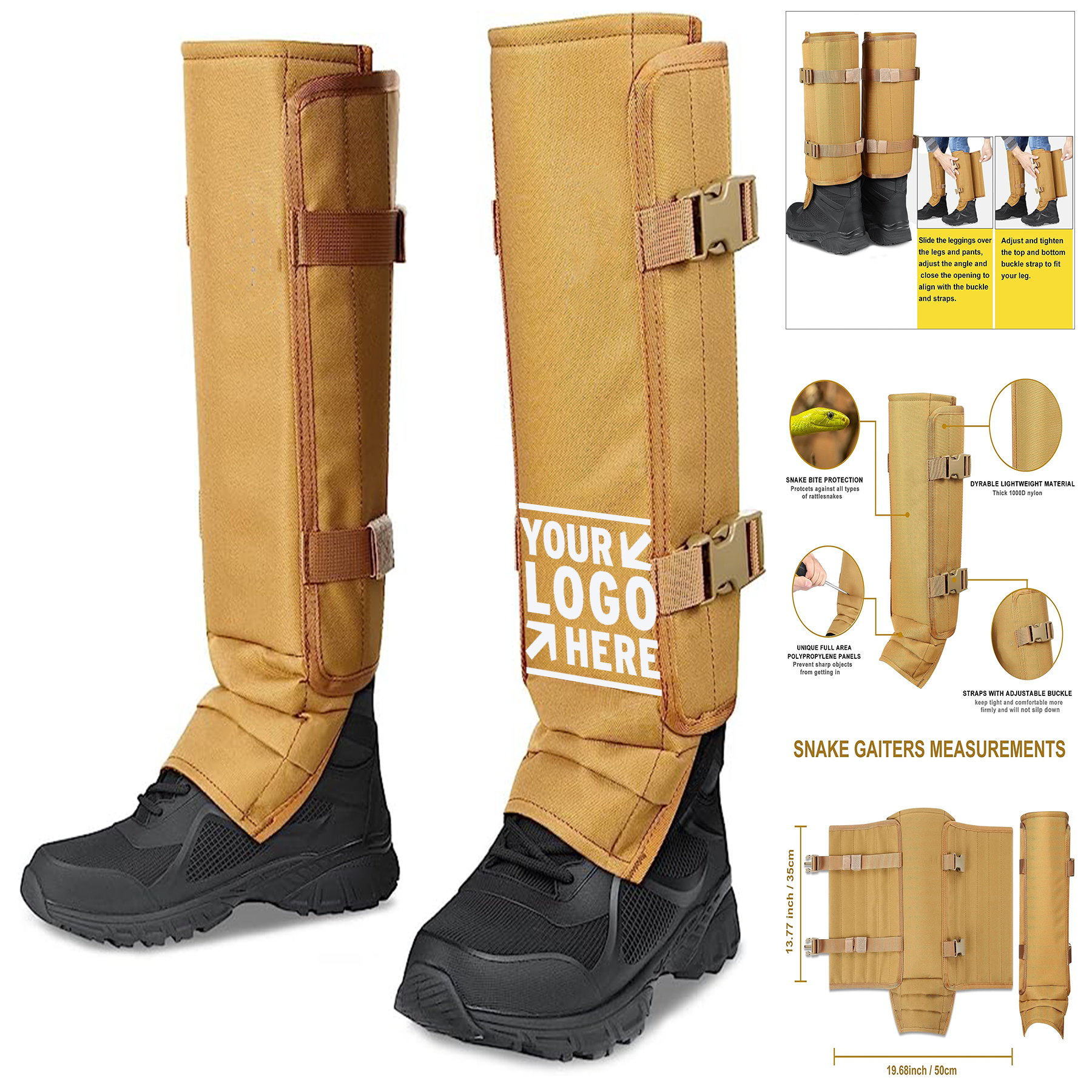 Men Women Adjustable Size Lower Legs Hunting Durable Snake Bite Protection Guard Gaiter Legging 2