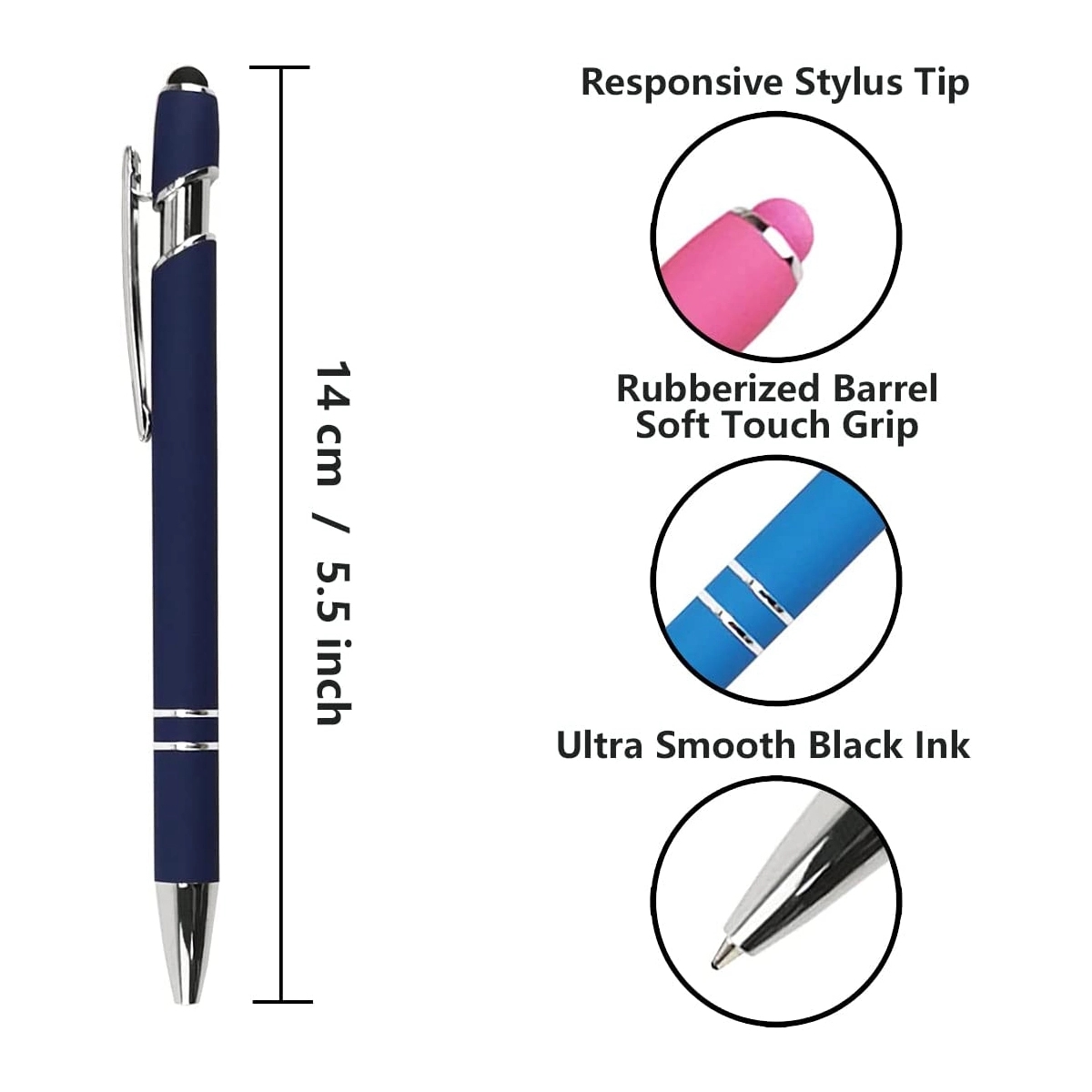 1.0Mm Medium Pointrose Gold Metal Ballpoint Pen With Stylus 2