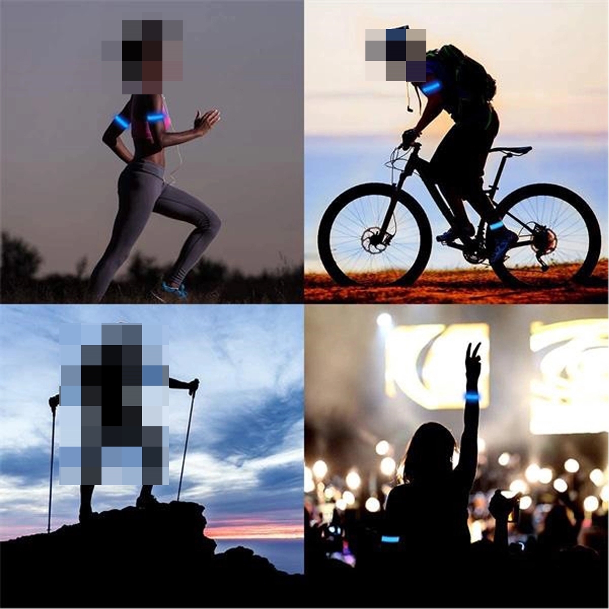 USB Chargable LED Sports Saftey Flashing Reflective Armband 3