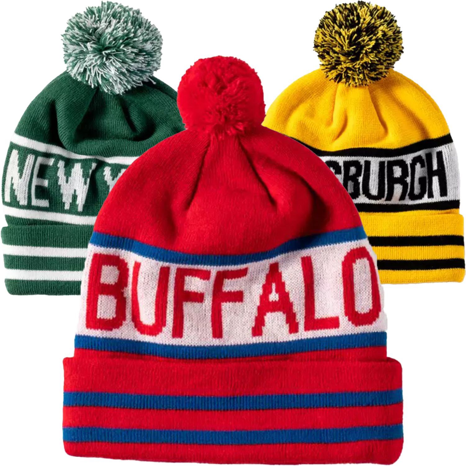 Custom made Pom Pom striped knitted Cuffed beanie with logo 4