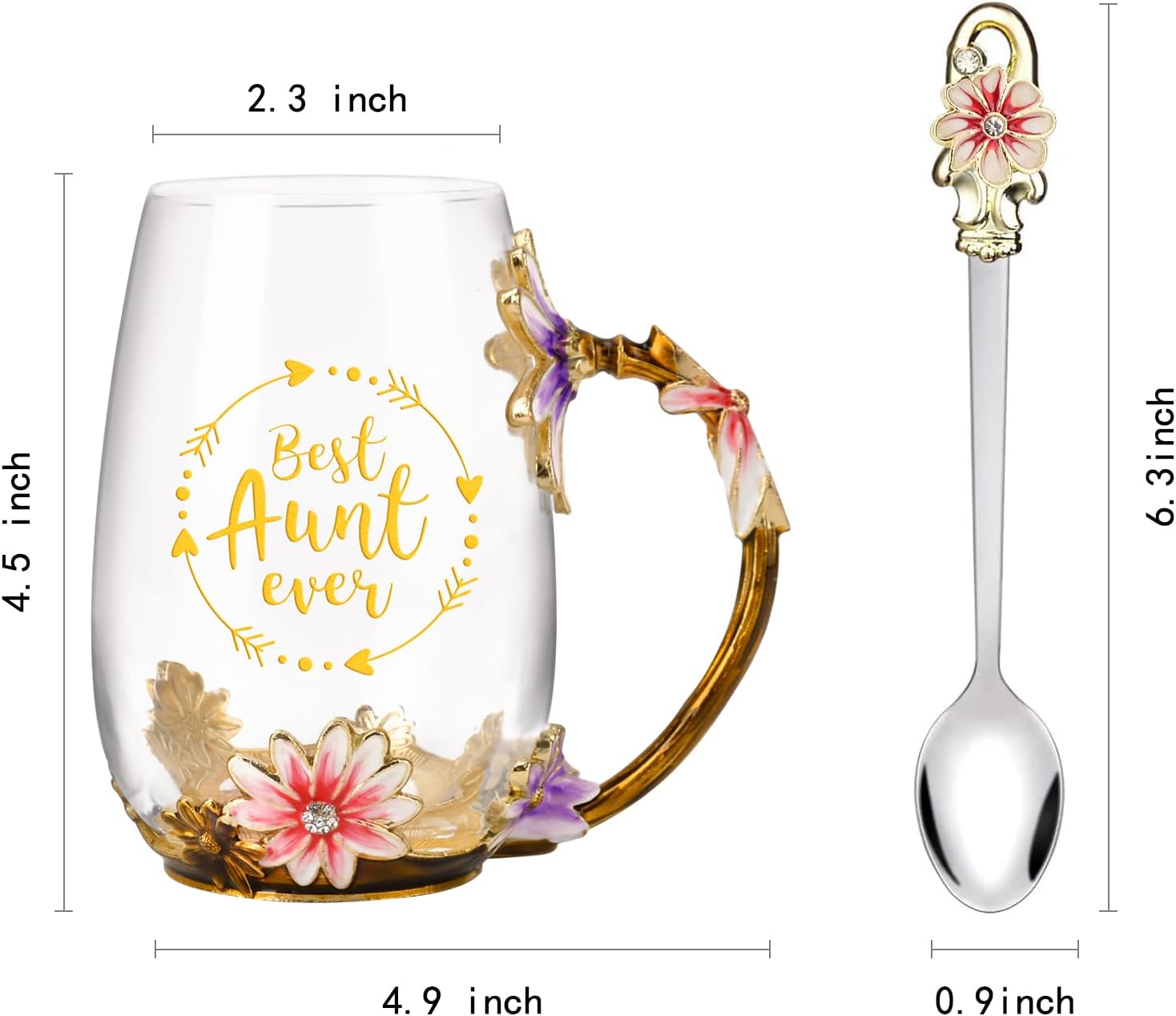Enamel Colored Glass Mug with Spoon 2
