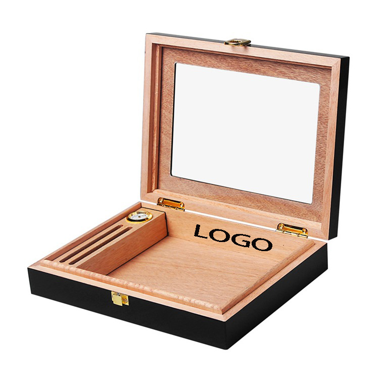 Humidor Clasp Lock Cigar Storage Box w/ Hygrometer and Humidifier 2