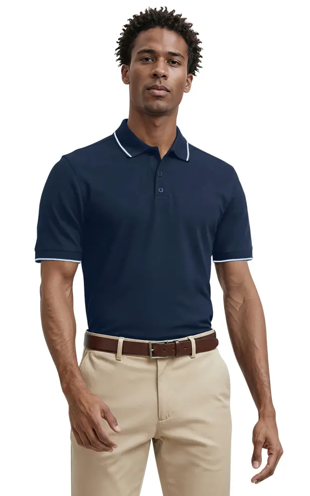 Men's Striped Trim Value Wicking Polo 10