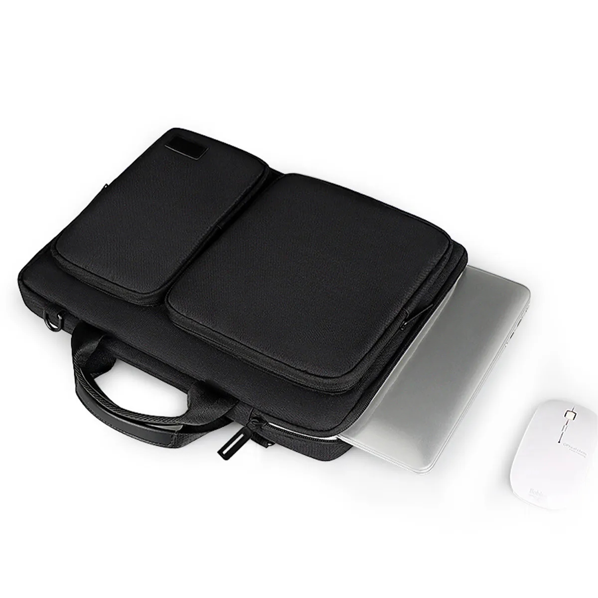 Protective Side Open Laptop Shoulder Bag with Zipper Pockets 4