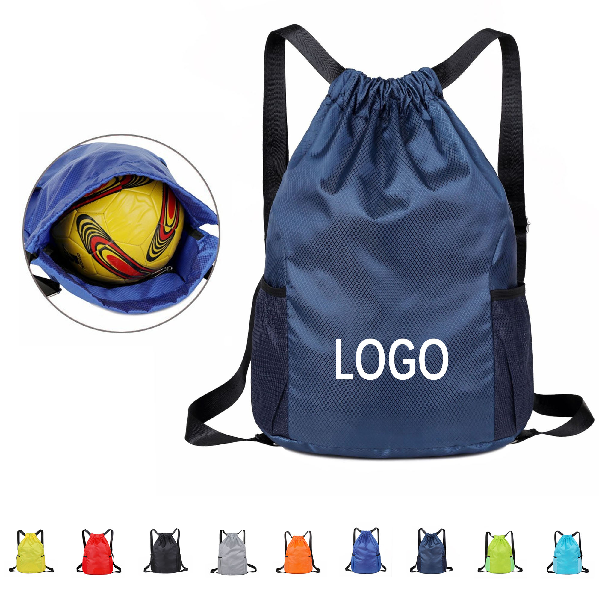 MOQ 20 Travel Drawstring Backpack With Side Pockets 5