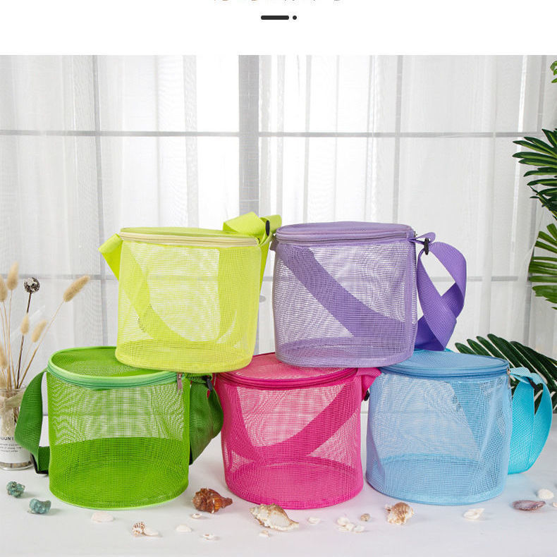 Cylindrical Mesh Tote Shell Bags 8