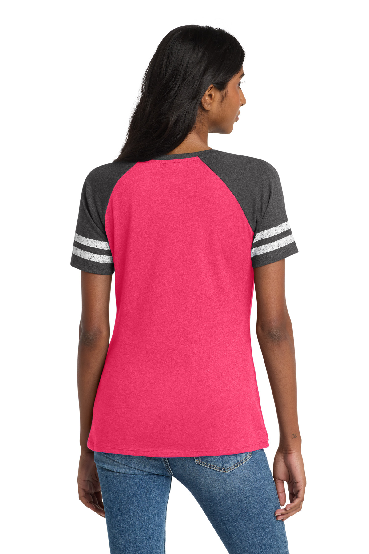 District Women's Game V-Neck Tee. DM476 16