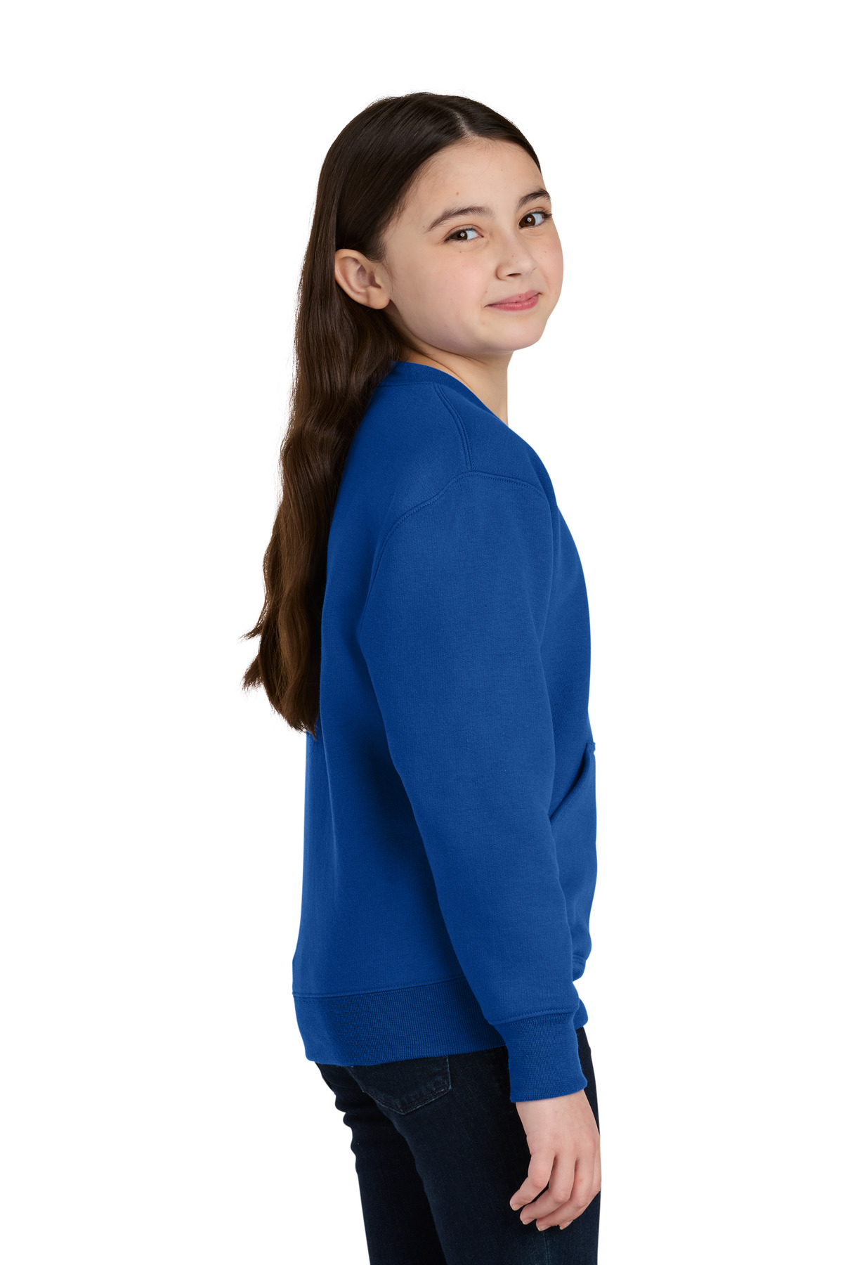 Port & Co Youth Core Fleece Crewneck Pocket Sweatshirt PC78YPKT 41