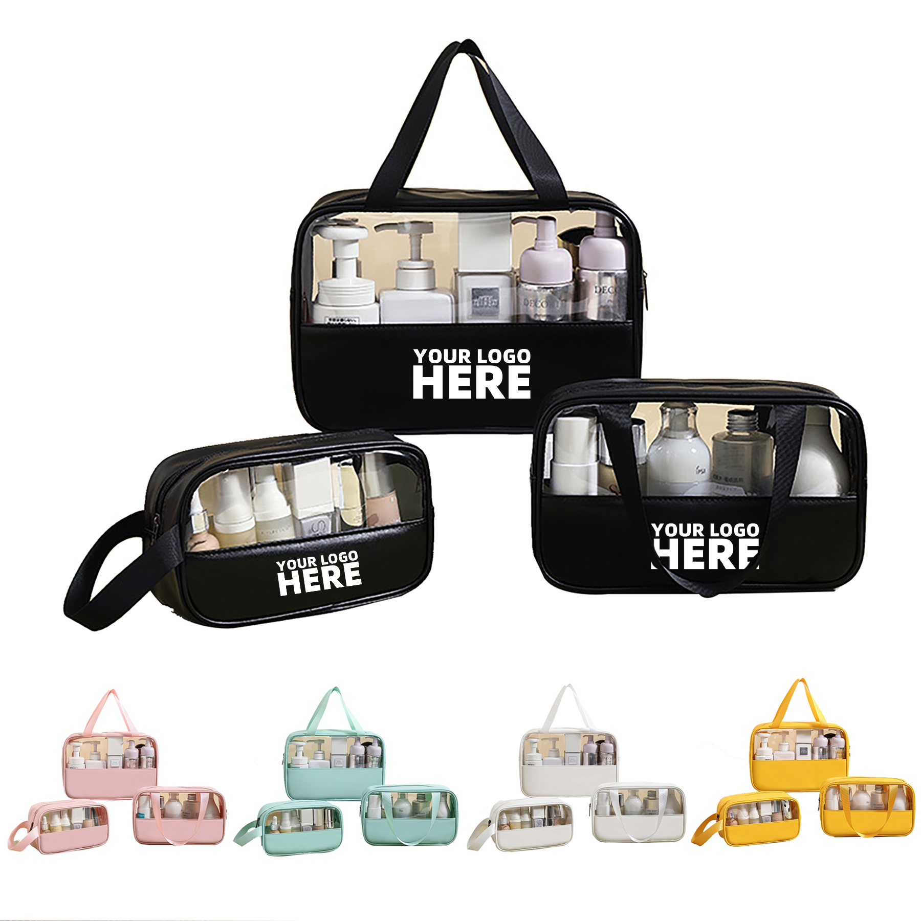 3 Pack Clear Cosmetic Bag With Zipper 2