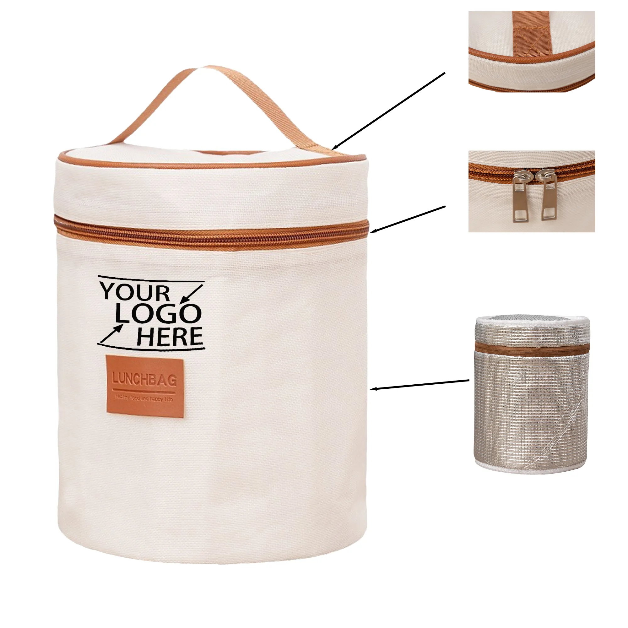 Cylindrical Oxford Cloth Tote Insulated Bag 4
