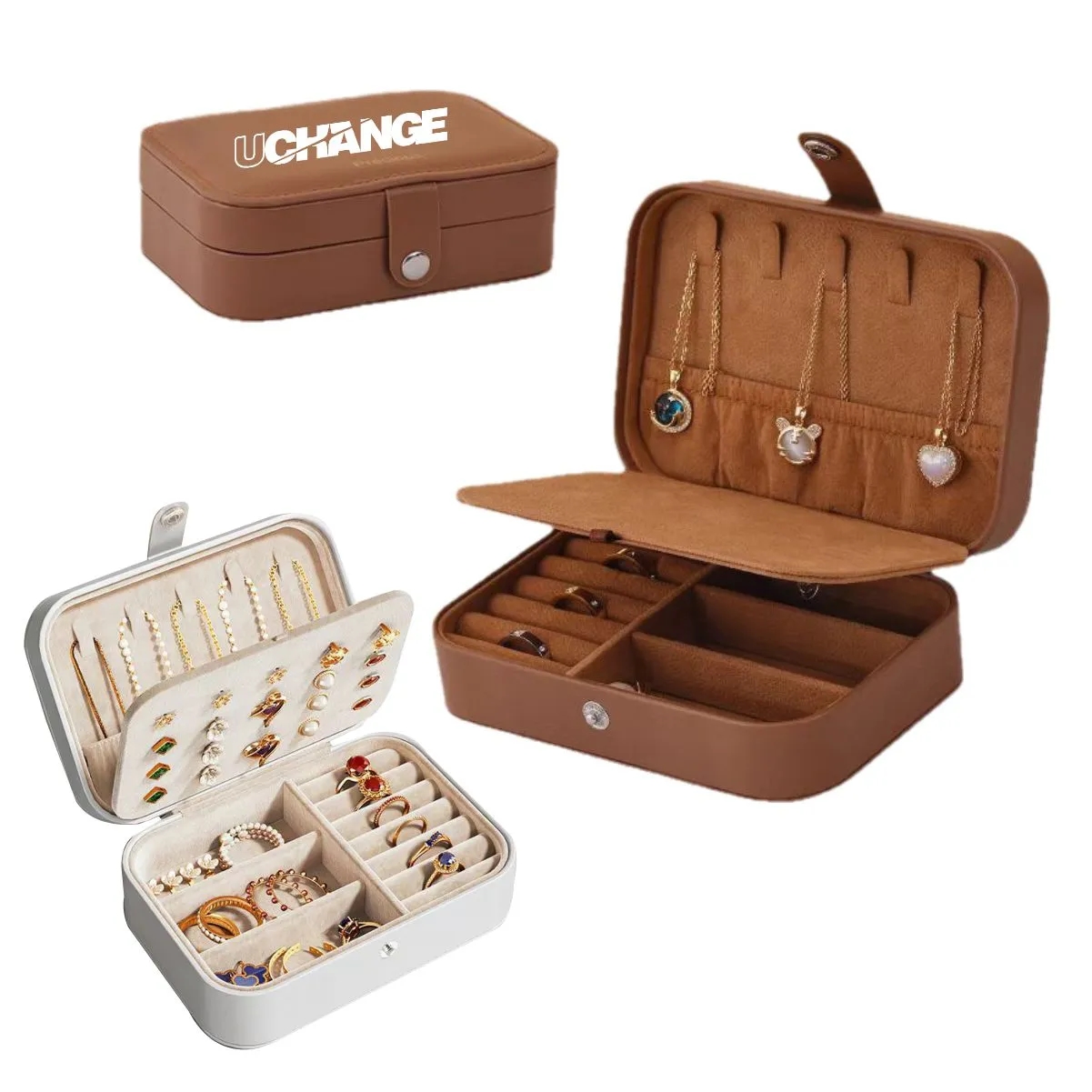 Travel Jewelry Box With Necklace Hooks And Ring Slots 7
